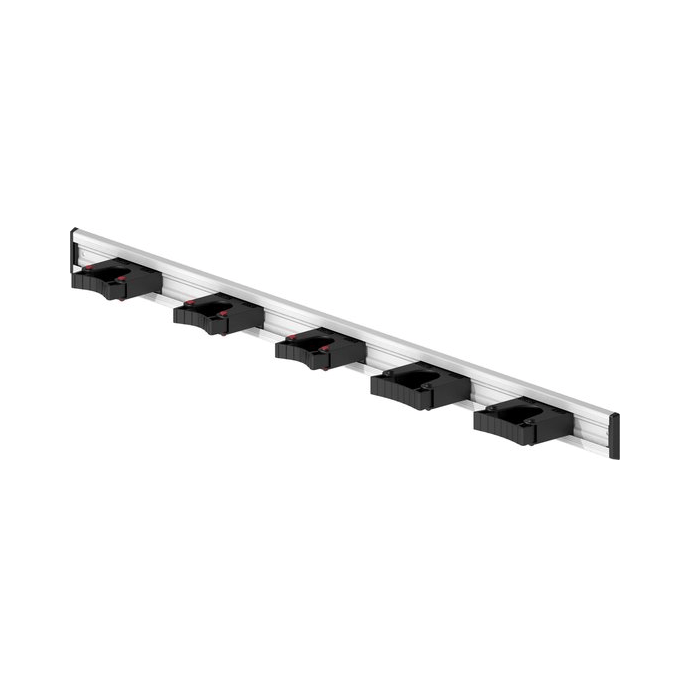 Toolflex ophangsysteem wandstrip met 5 klemmen zwart 90 cm 5x ø 20/30 mm