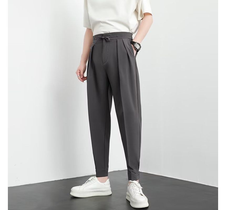 Lingaris - Hoge taille effen cropped taps toelopende broek