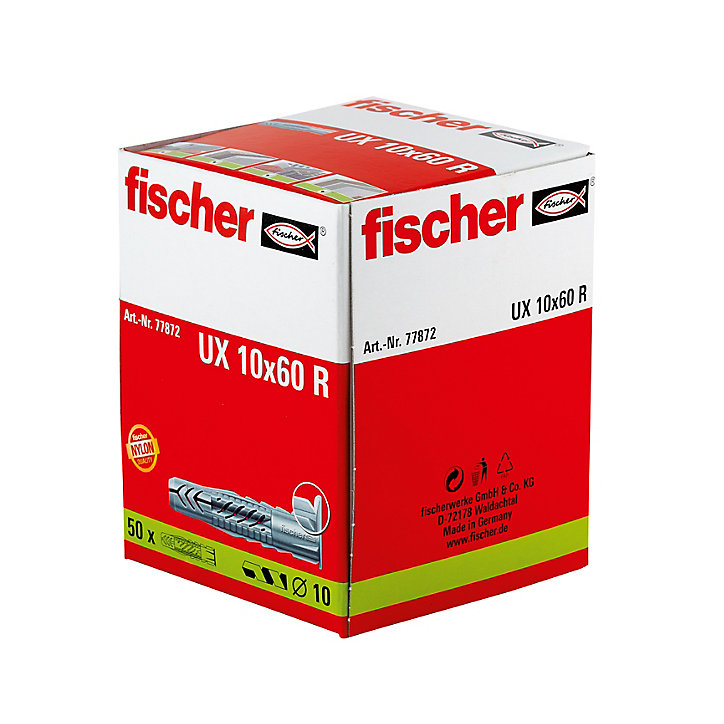 50 chevilles avec collerette UX ø 10 mm