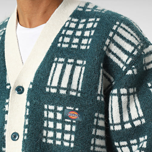 Cardigan Galva Check Vert Blanc