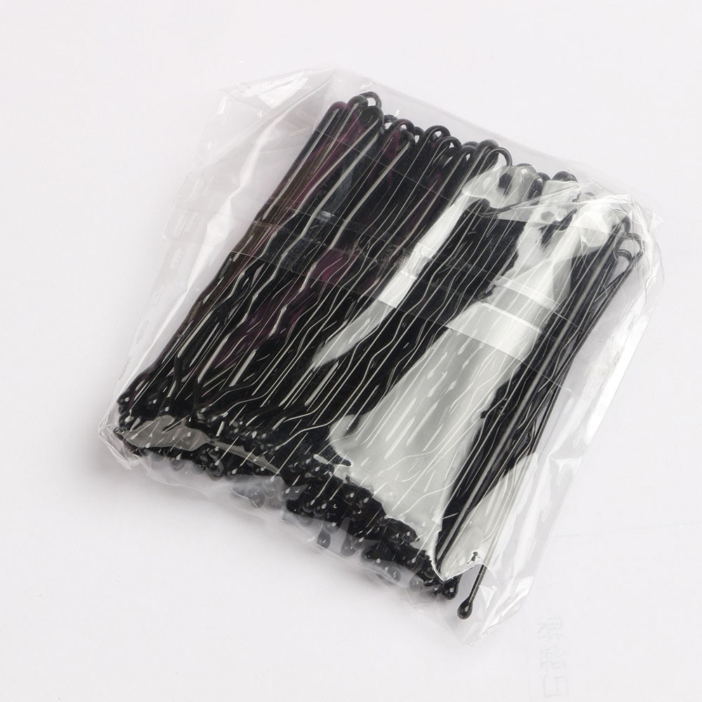 (50er Set) Metall Haarklammern Bobby Pin Haarspangen mit abgerundeter Spitze - Schwarz