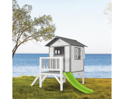 Sunny Lodge XL houten speelhuis, grijs en wit