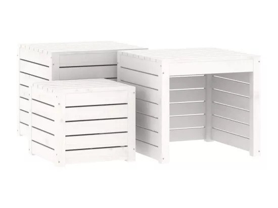 Prolenta Premium - Ensemble de boîtes de jardin 3 pcs blanc bois de pin massif