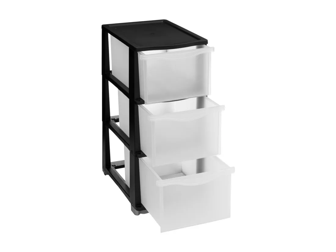Tour de rangement 3 Tiroirs 4 pieds amovibles dont 2 avec roues H 63.1 cm