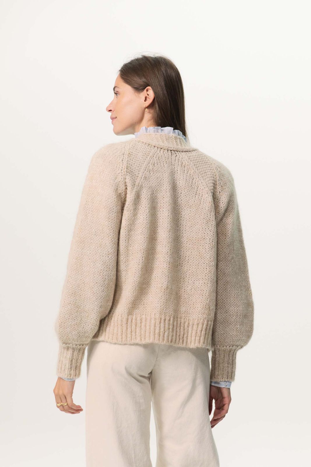 Beige gebreid vest