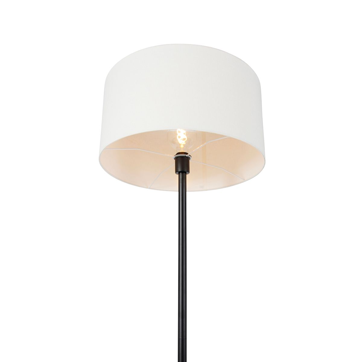 Vloerlamp zwart met kap wit 50 cm - Simplo