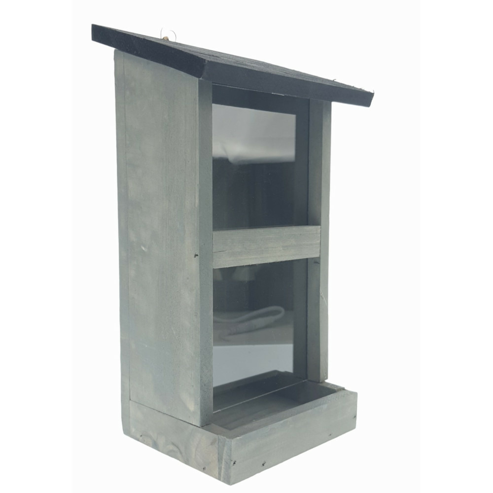 Mangeoire silo womba maison grise 25 cm pour oiseaux
