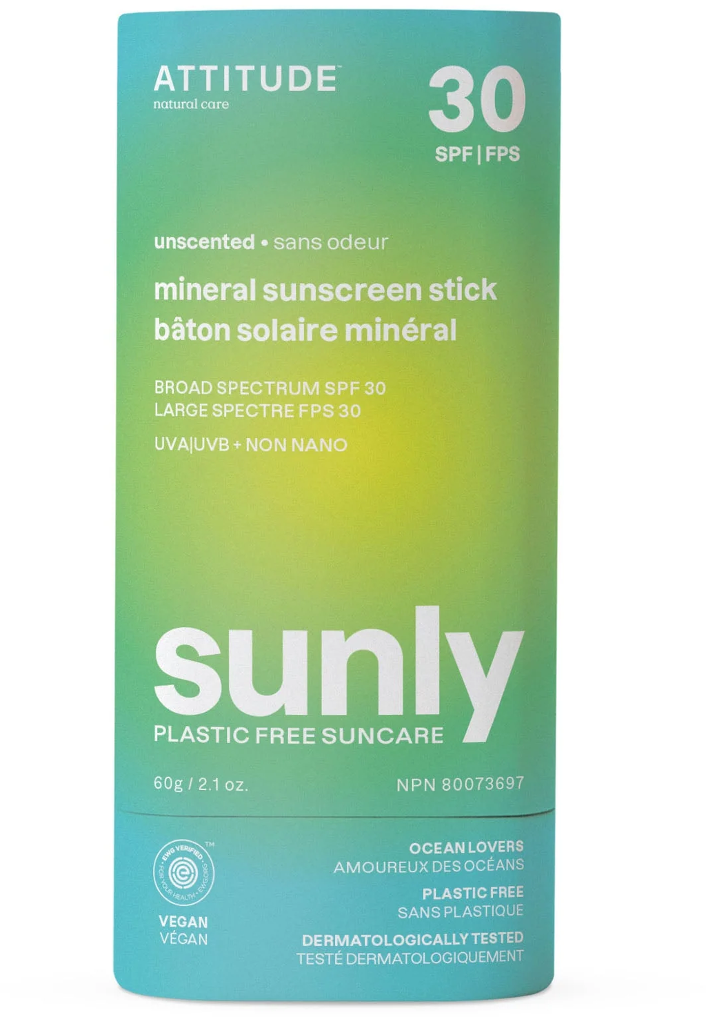 ATTITUDE  Sunly Sunscreen Stick SPF 30, 60 g