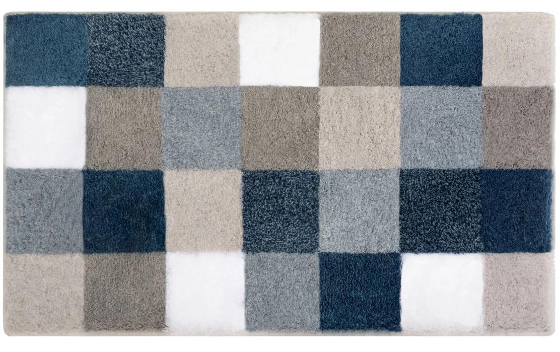 Badteppich Caro 70 x 120 cm, Marineblau/Blau/Grau/WeissBadezimmerteppich