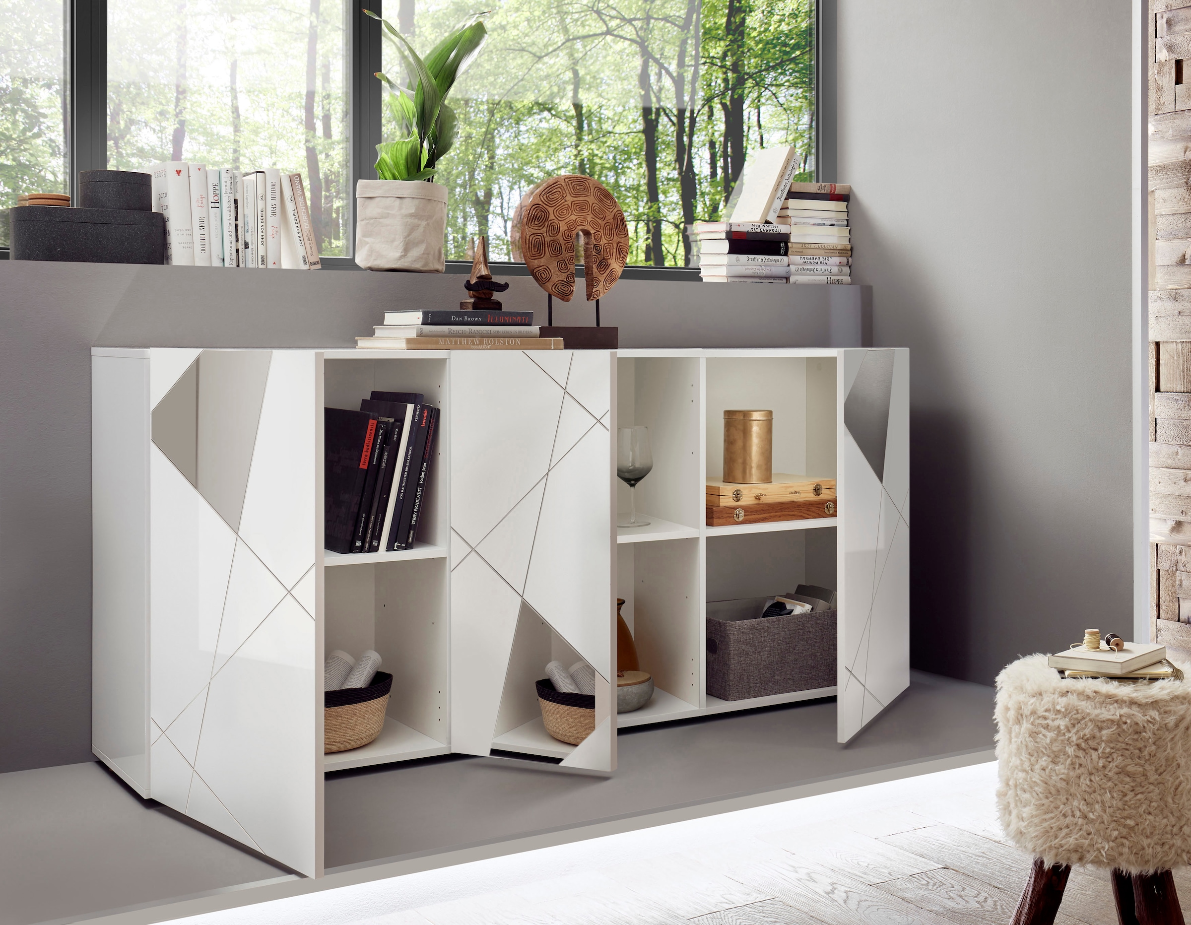 INOSIGN Sideboard »Vittoria« Breite 181 cm, Front mit Siebdruck und Spiegel