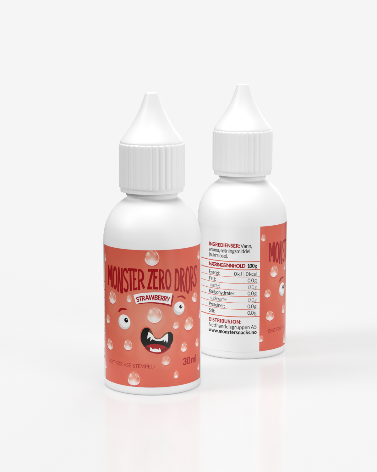 Monster Lavkarbo Zero Drops - Strawberry - FEMPAKNING-DATODEAL!