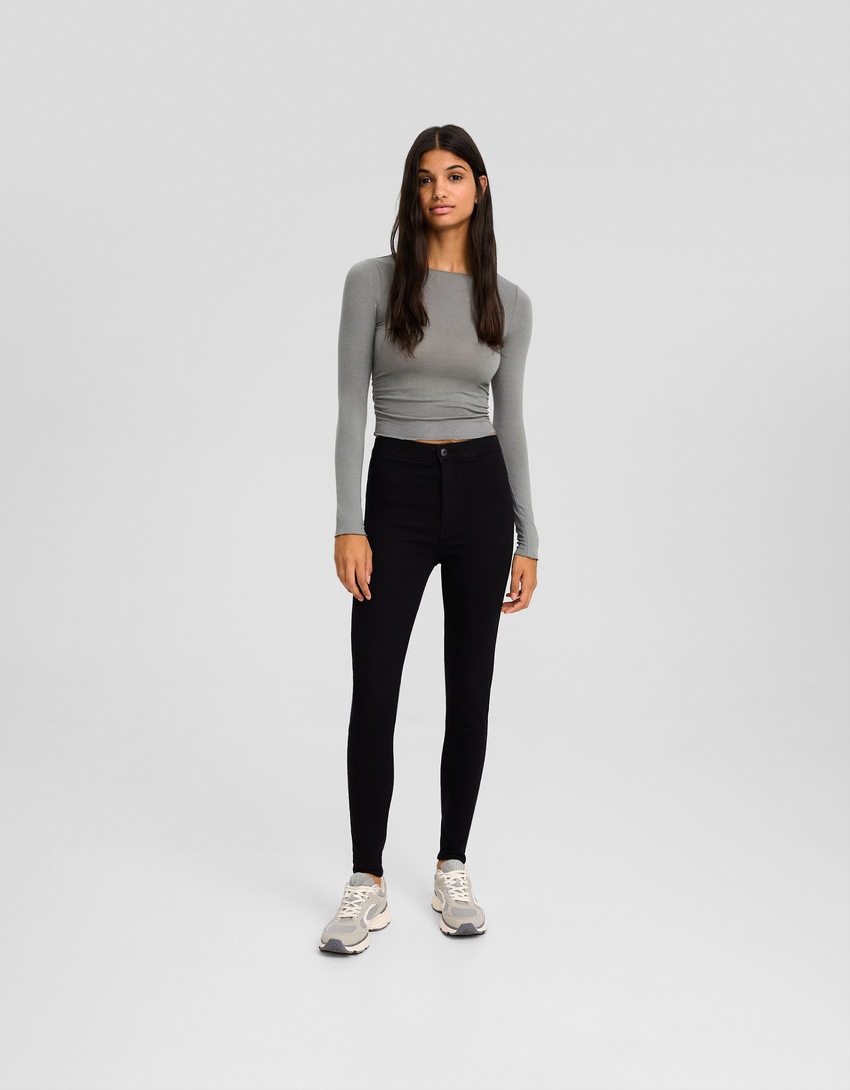 Calças legging jeans de cintura super alta