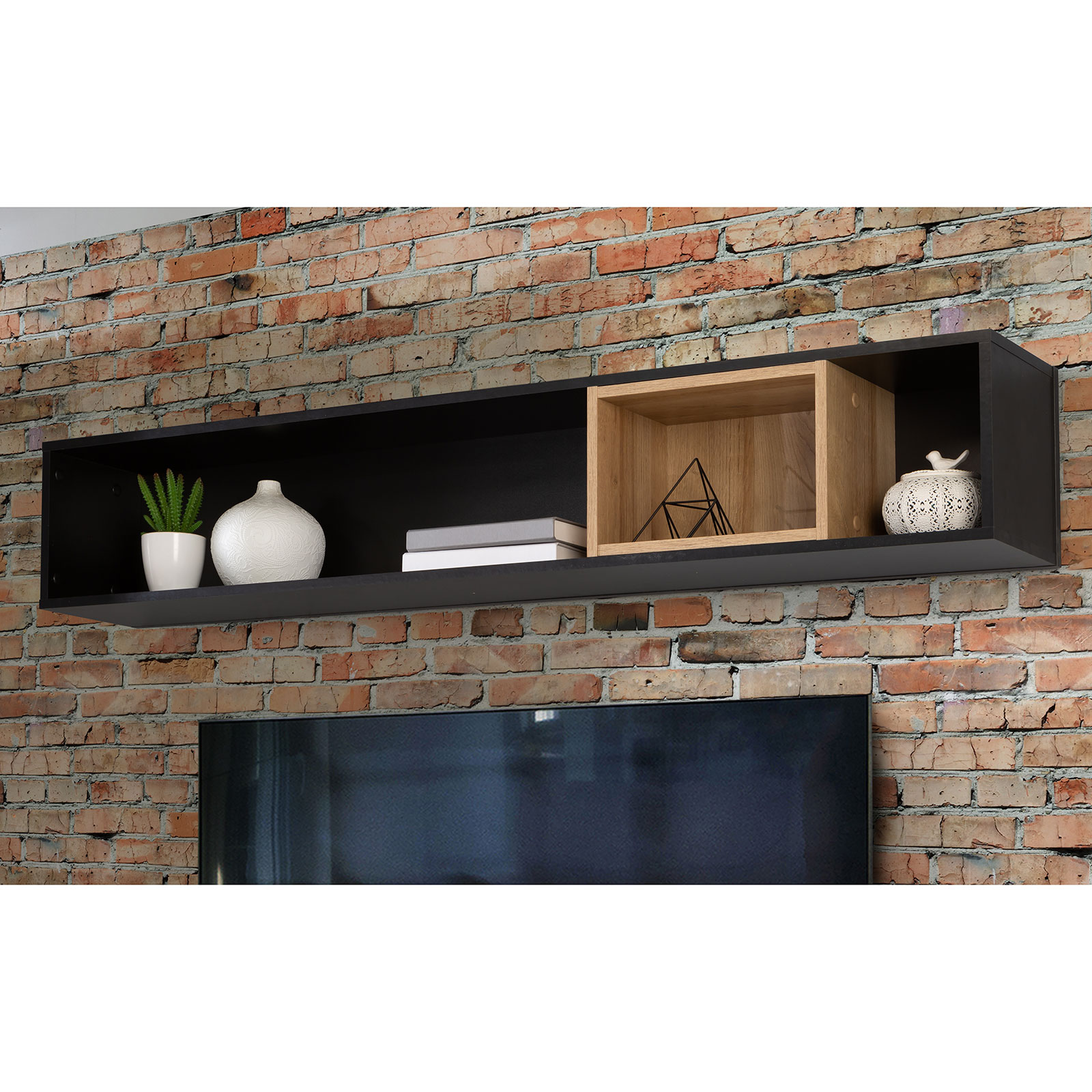 Wandboard - schwarz - Riviera Eiche - 150 cm