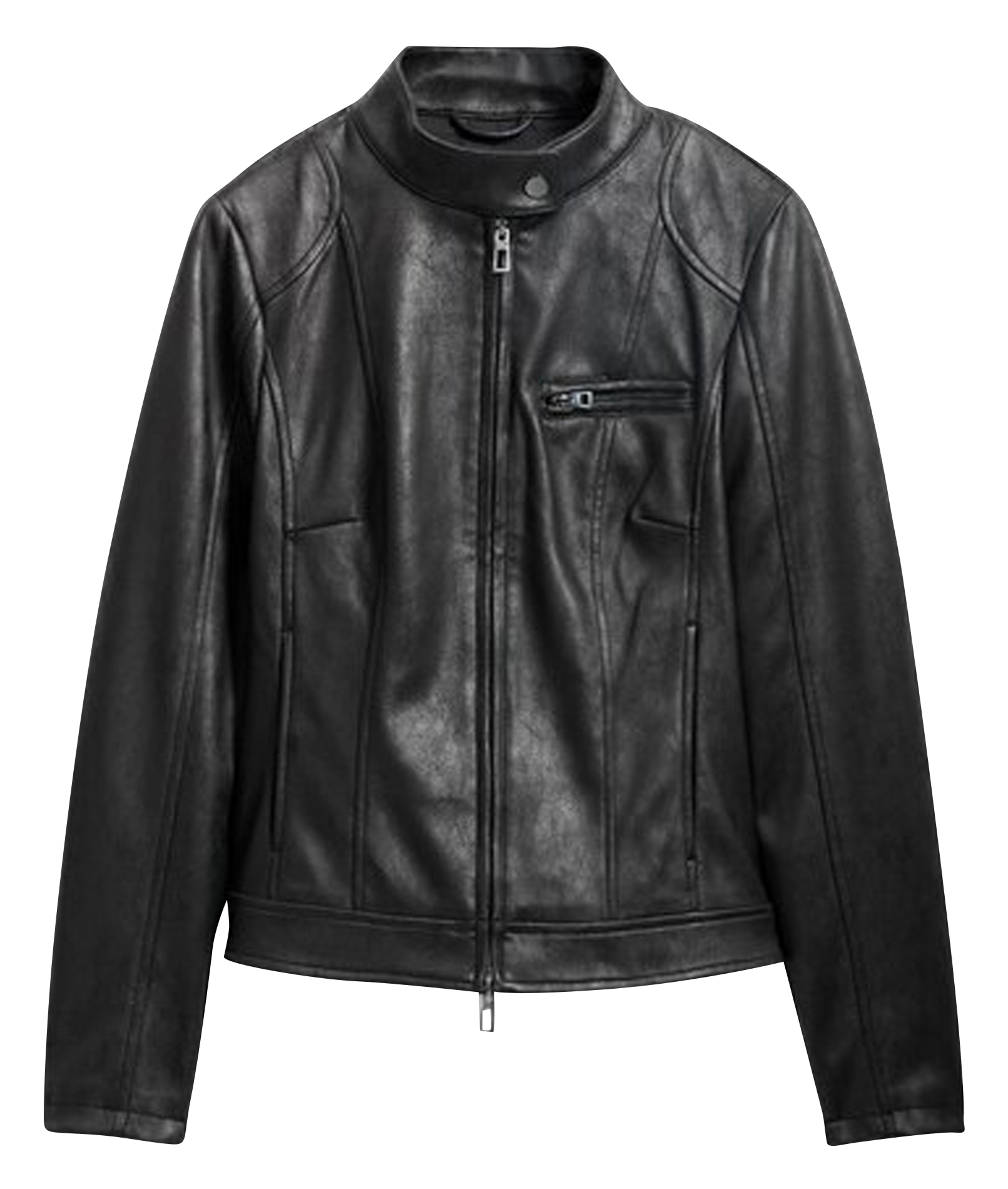 Veste droite effet cuir | Noir