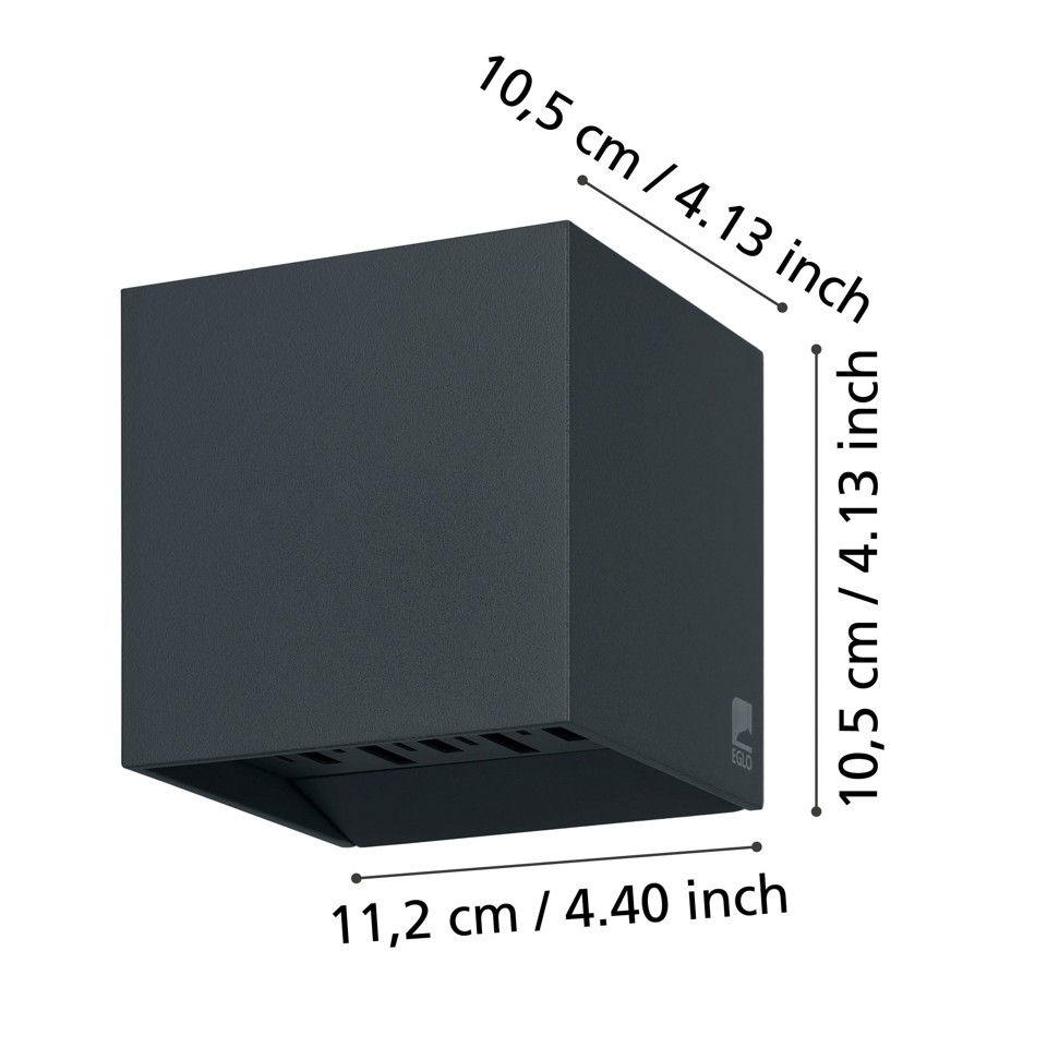 EGLO - CALPINO 2 UDE VÆG - Antracit - 10.5 cm height, 10.5 cm length, 11 cm depth