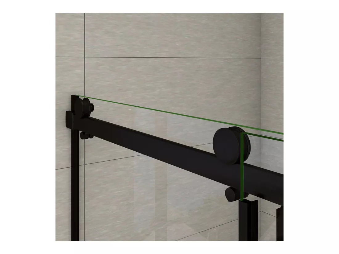 Porte de douche noire 100x200cm porte de douche coulissante en 8mm verre anticalcaire installation en niche