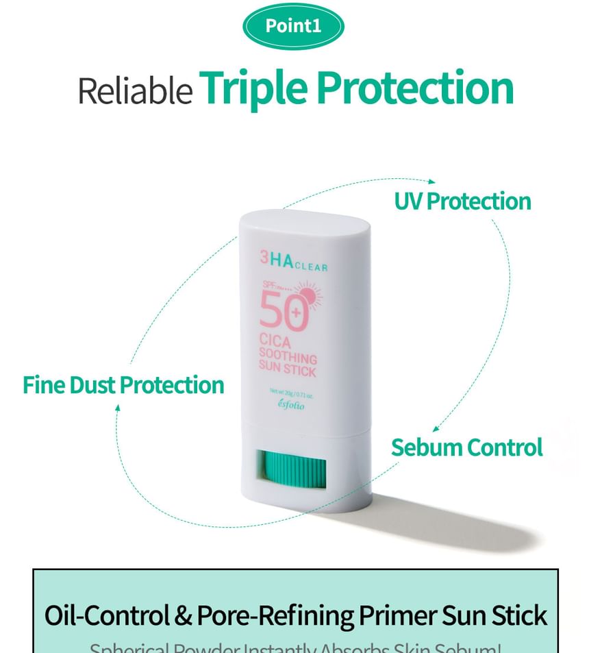 esfolio - 3HA Clear Cica Soothing Sun Stick