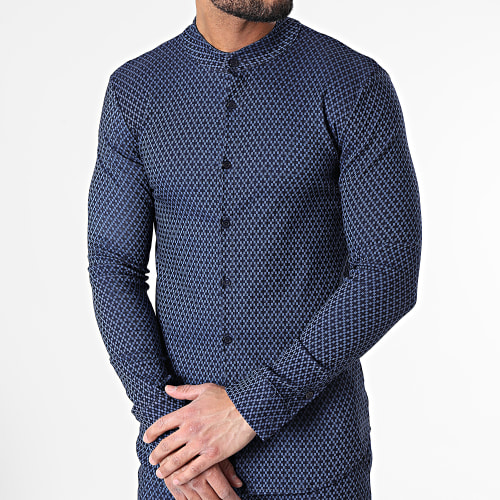Ensemble Chemise Manches Longues Et Pantalon Jogging UP-ES-81 Bleu Marine