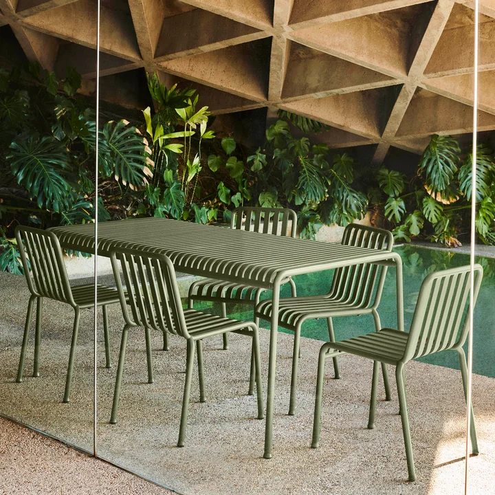 HAY - Palissade Tisch   4x Chair, anthrazit