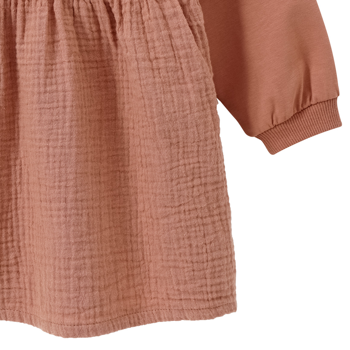 Topomini Pure Collection Baby Kleid aus Sweat und Musselin terracotta