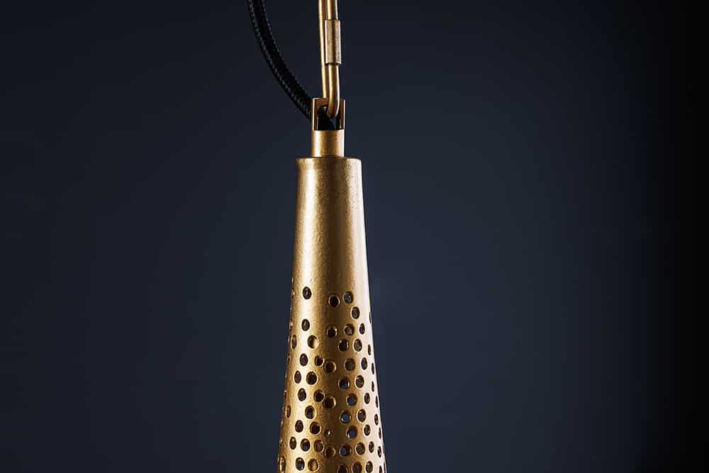 Handgefertigte Hängelampe ORIENT LIVING 50cm gold Eisen Tropfenform