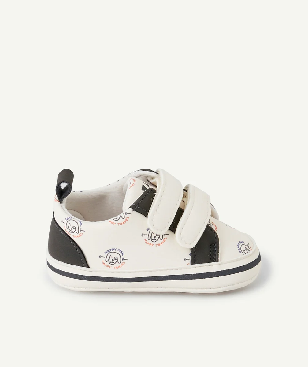 CHAUSSONS STYLE BASKETS À SCRATCHS BÉBÉ GARÇON AVEC MOTIFS CHIENS