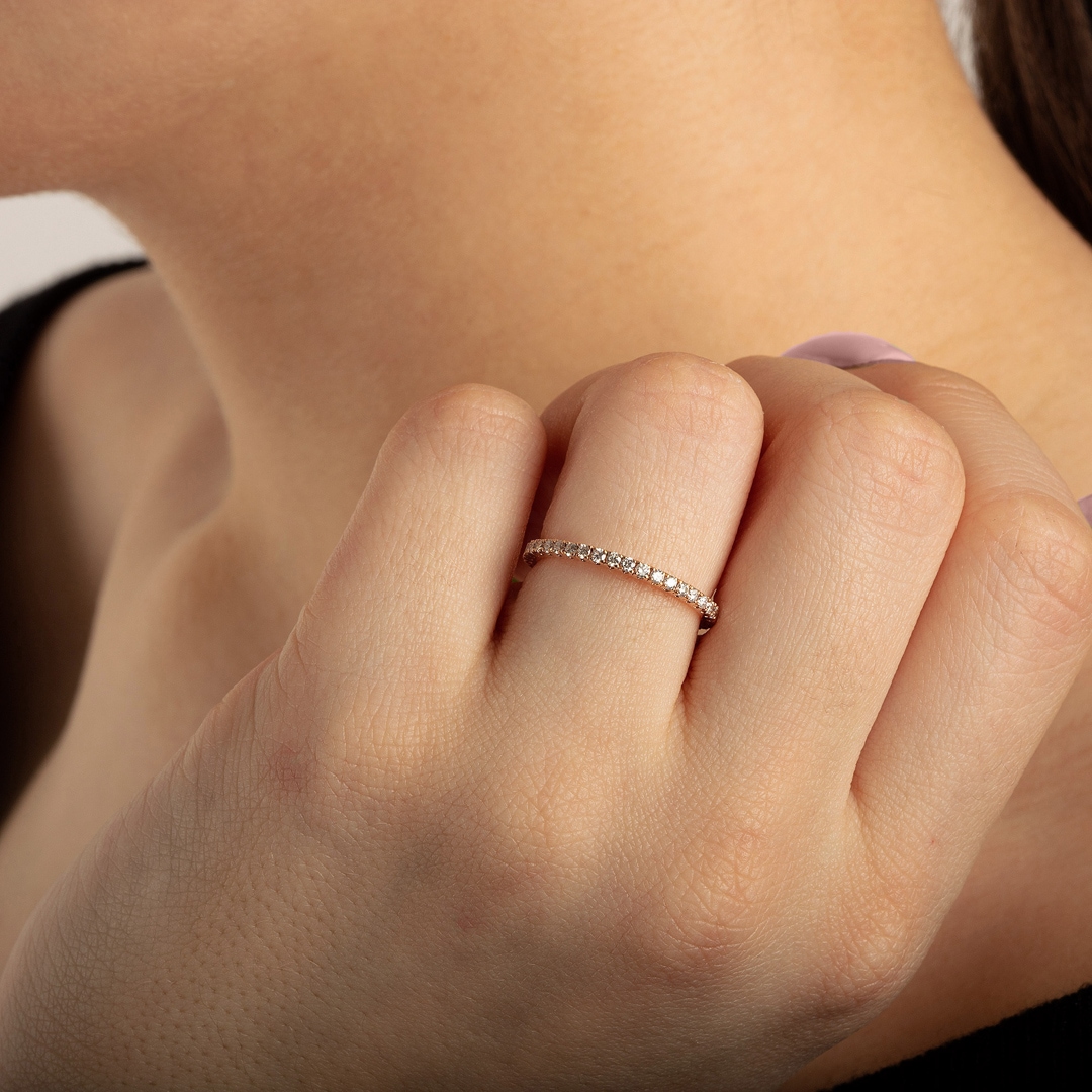 Mémoire-Ring 750/18 K Roségold mit Diamanten 0.50 ct H/si