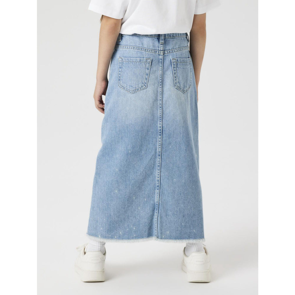 Køb Name It Light Blue Denim Kat Denim Lang Nederdel Noos
