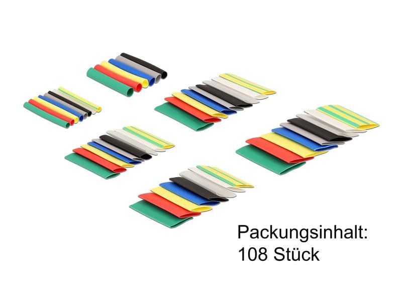 Delock Schrumpfschlauch 108-teilig Sortimentsbox, Mehrfarbi Delock Schrumpfschlauch Set 108 Stück farbig