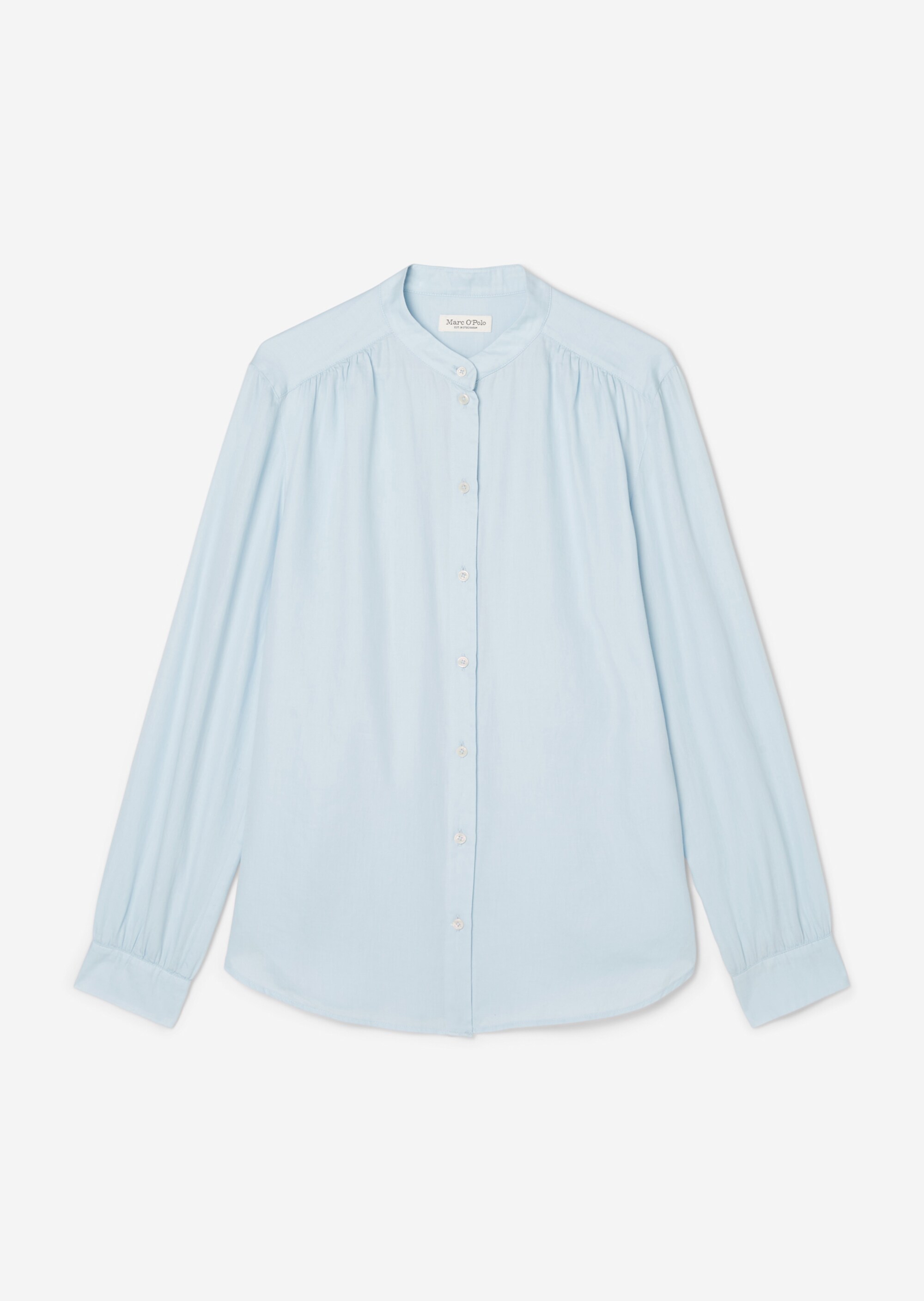 Stehkragenbluse relaxedaus softem Baumwoll-Satin