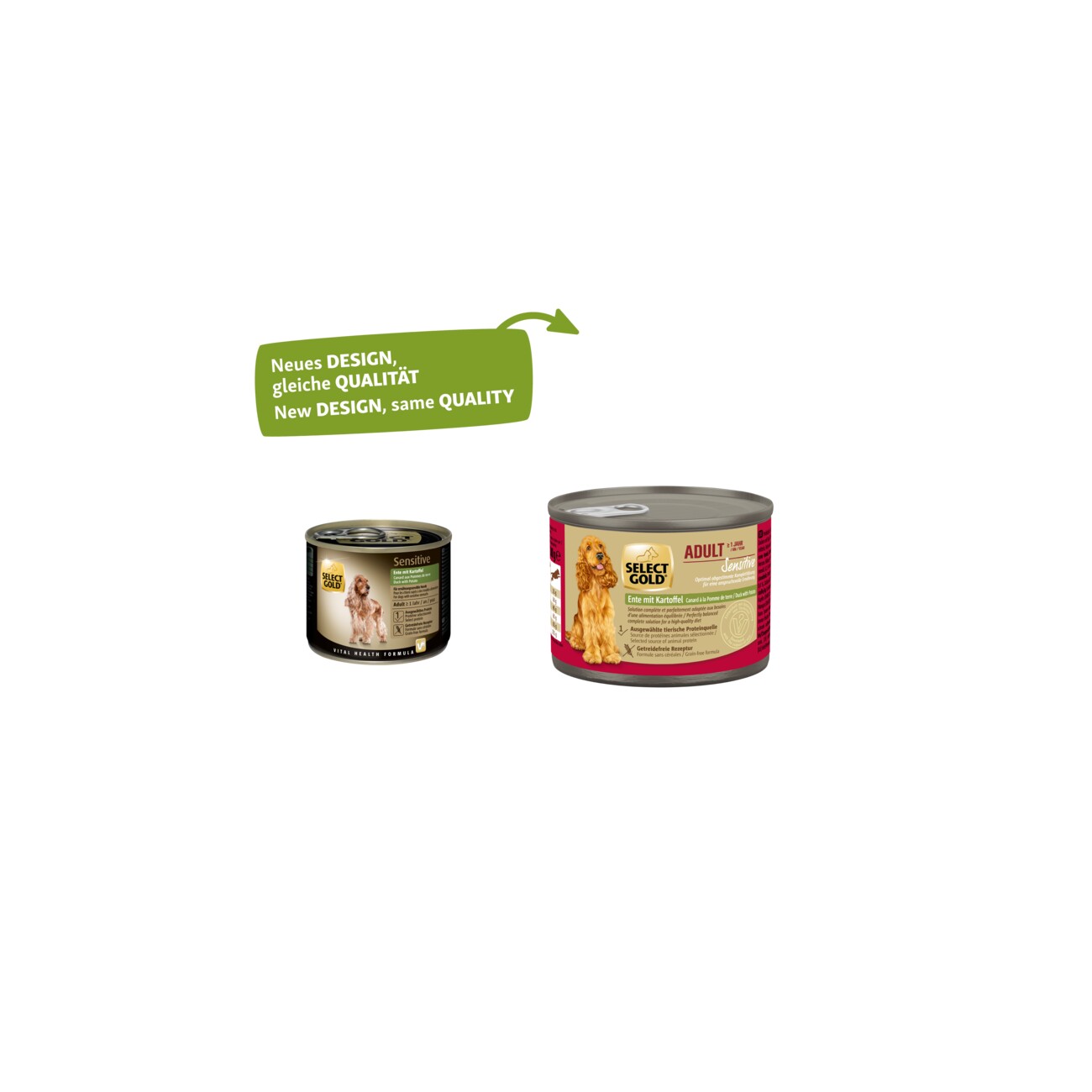 SELECT GOLD Nassfutter Hund Sensitive Adult Ente mit Kartoffel 6x200 g