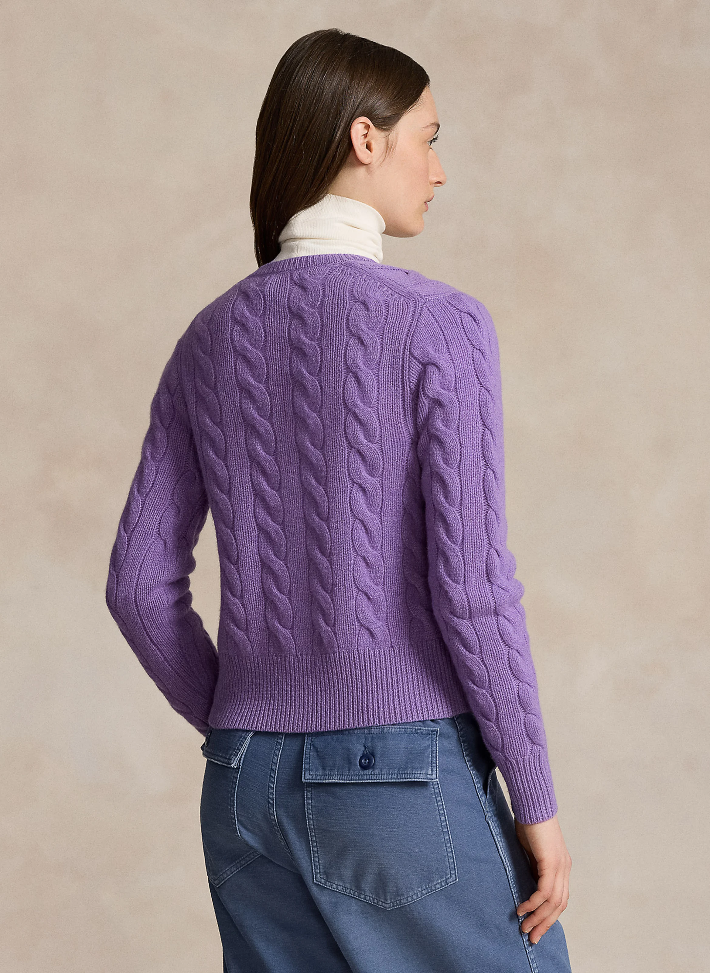 Gilet col rond en laine et cachemire | Violet