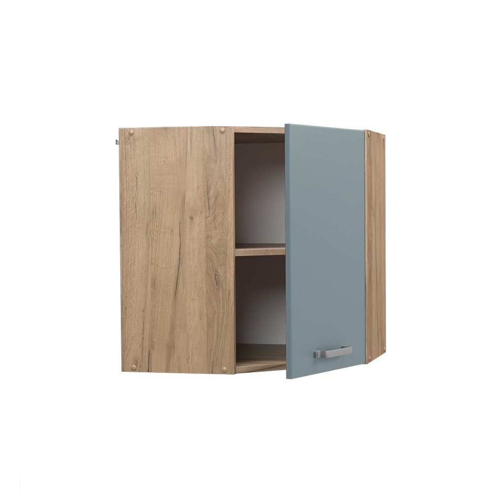Vicco Eckhängeschrank Küchenschrank R-Line Solid Eiche Blau Grau 57 cm modern