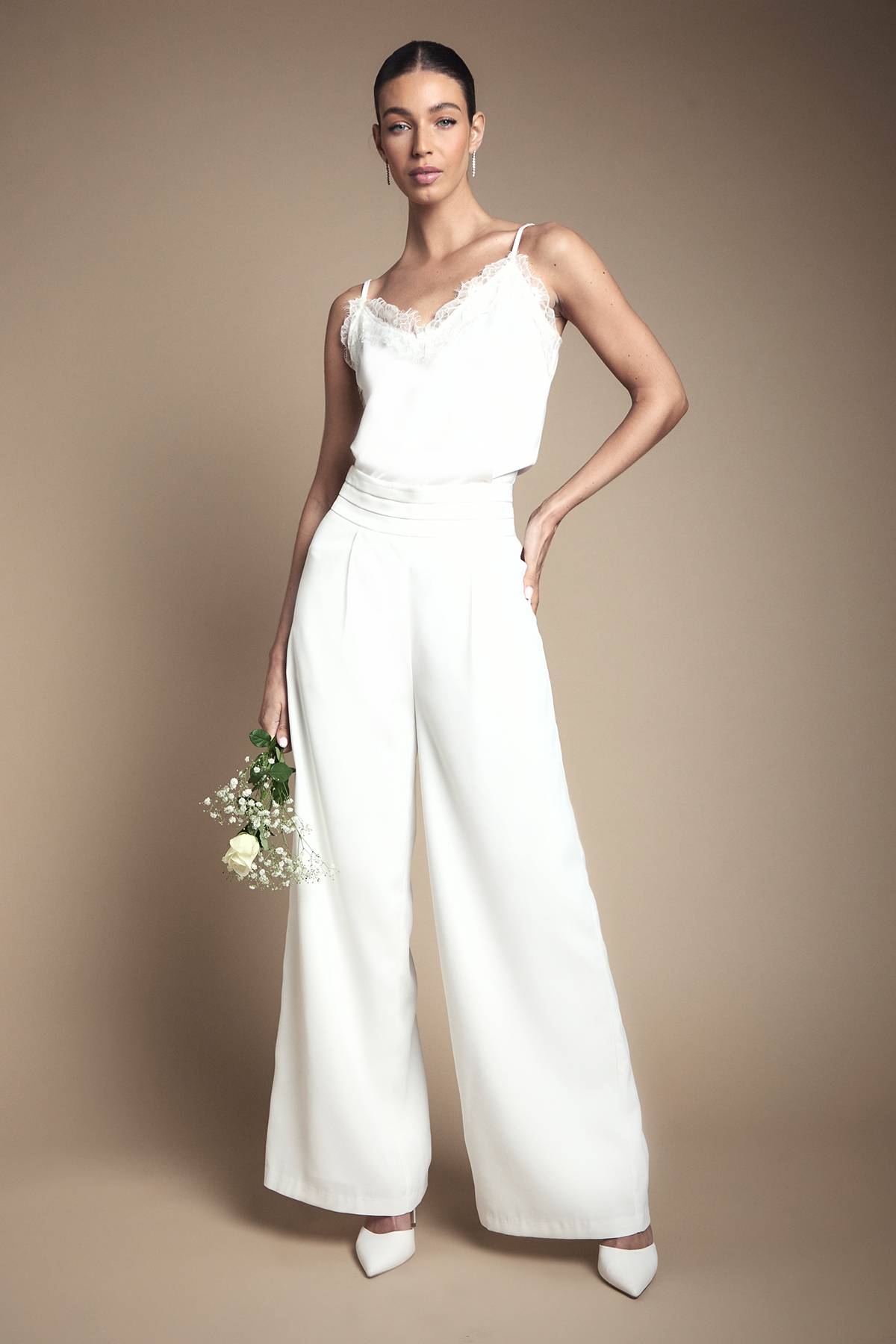 Coast Pantalon De Mariée À Jambes Larges Taille Haute Avec Finitions En Satin