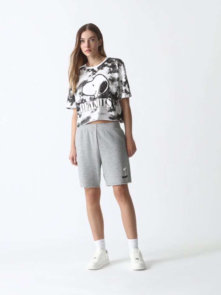 Shorts de moletom estampados com Snoopy Peanuts™ - Cinza mesclado
