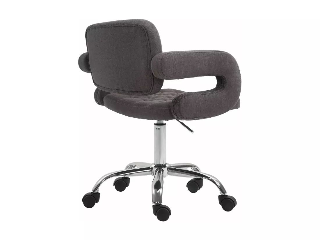 Chaise de bureau - Tissu & Métal chromé - Gris foncé - Dublin