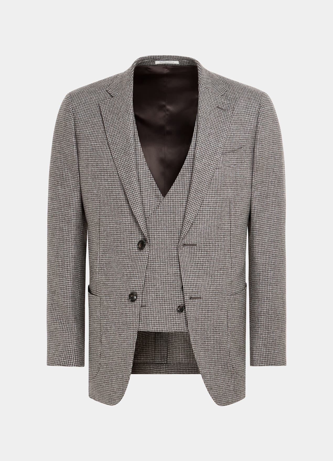 Costume trois pièces Havana coupe Tailored taupe pied-de-poule