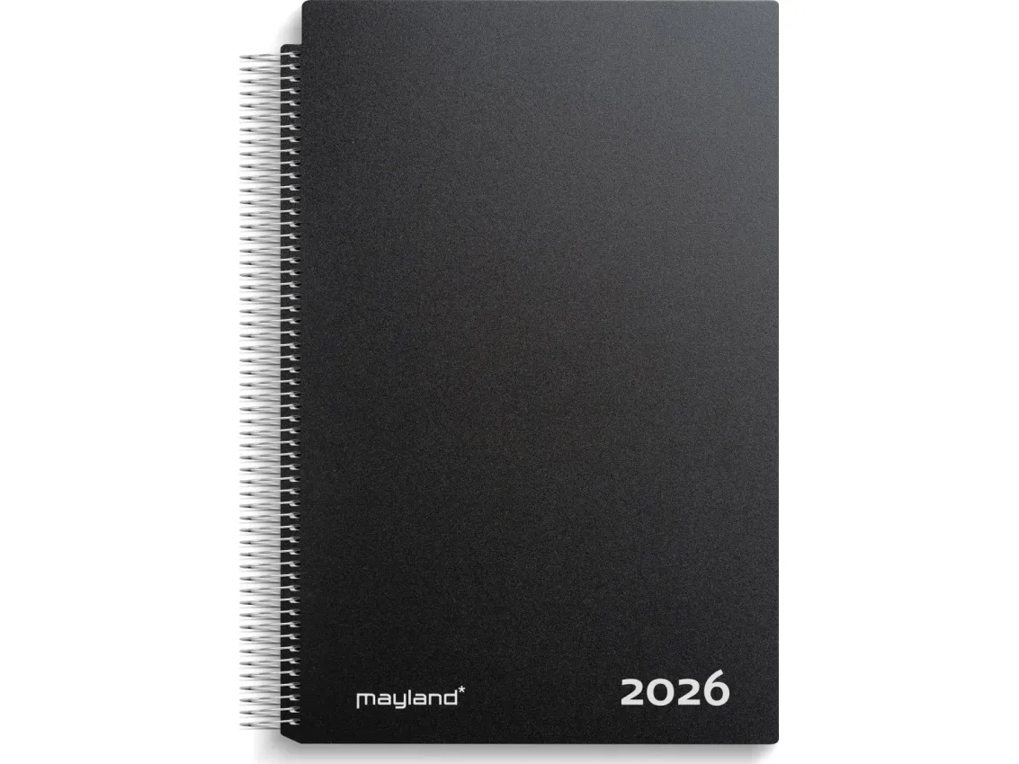 Aftalekalender A4 dag sort PP-plast 2026