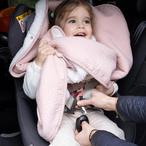 Poncho de Voyage 9-36M Jersey + Polaire - Rose - BEMINI