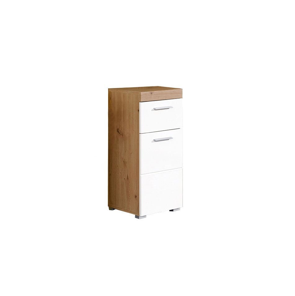 Unterschrank Amanda Weiß Hochglanz/Asteiche Nachbildung 37 x 79 x 31 cm