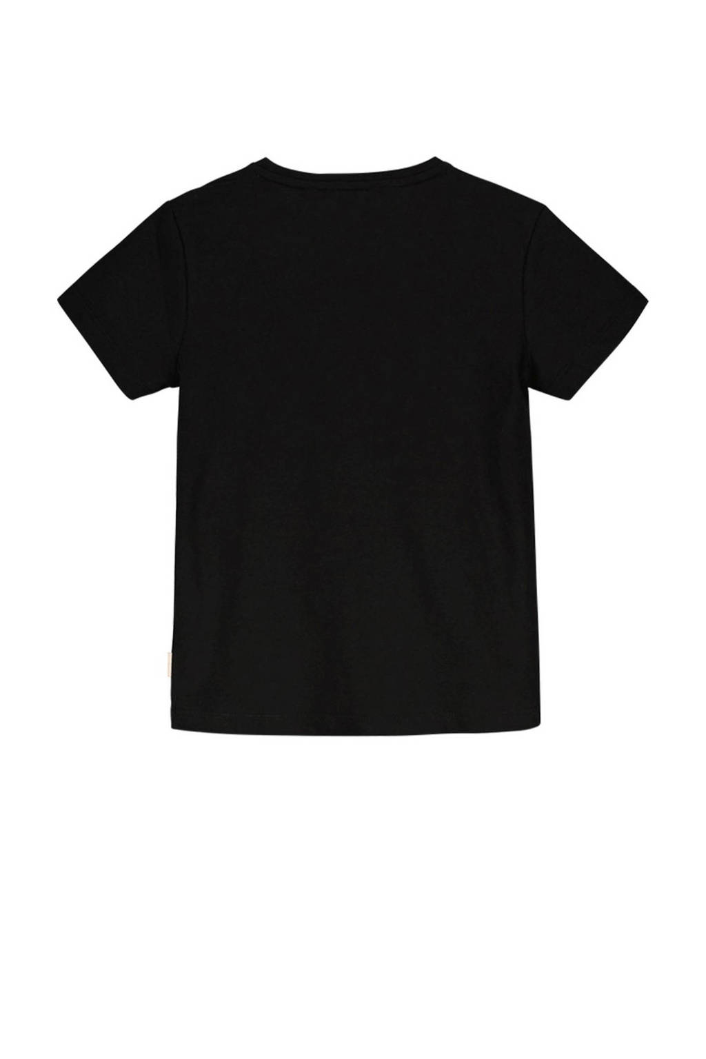 Moodstreet T-shirt met printopdruk zwart/roze