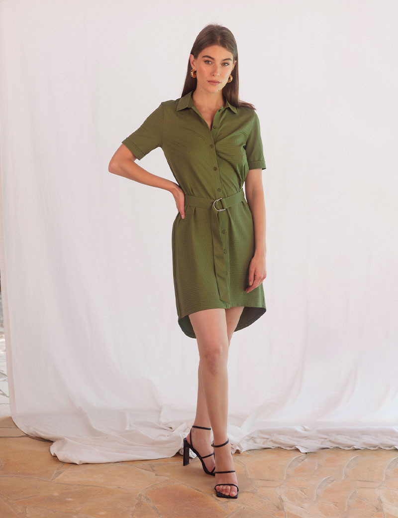 HBT WAFFLE  | AURIANNE ROBE CHEMISE KAKI