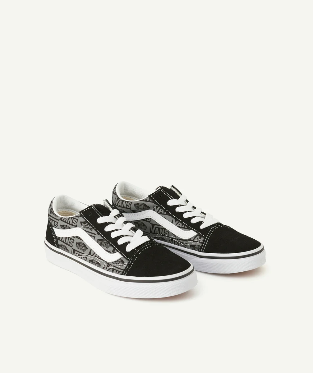 VANSbaskets basses enfant old skool noires et imprimées avec logos