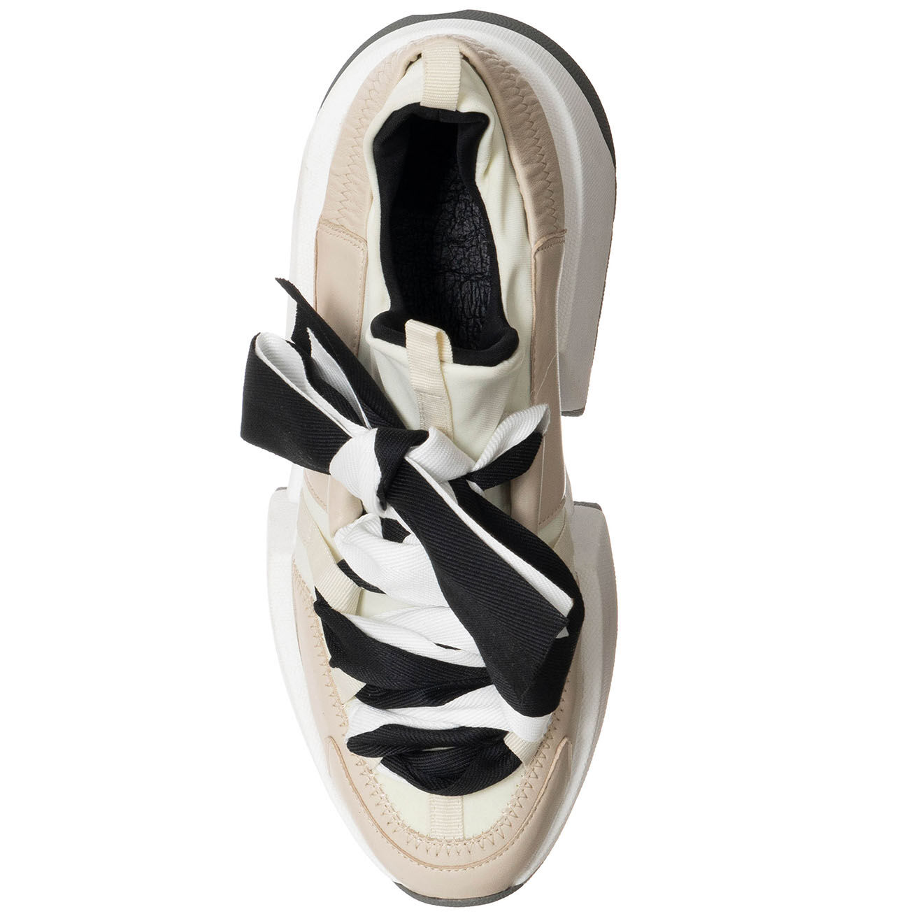 Loretta Pettinari Sneakers en Cuir & Toile Lorena beige/rose/noir - Plateforme 5 cm