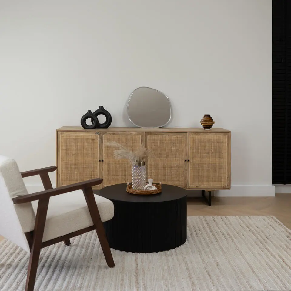 Lewis & Loft Salontafel Lonne - FSC® mangohout – Rond ⌀70 – Zwart
