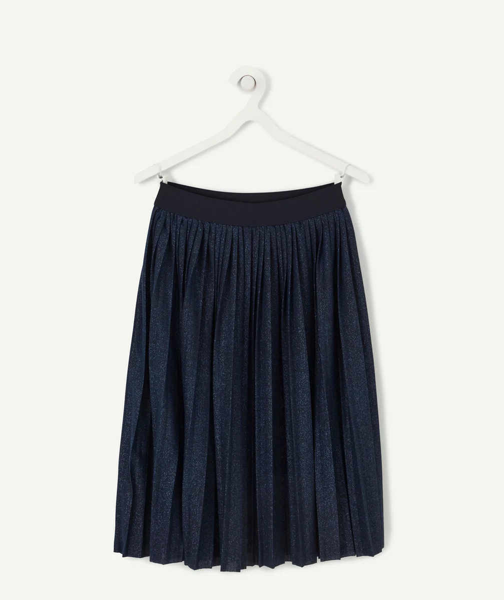 JUPE LONGUE À PLIS BLEU MARINE PAILLETÉE FILLE