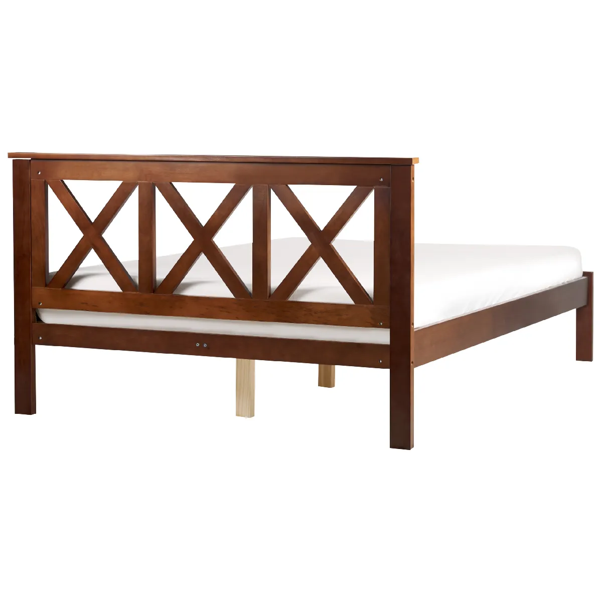Beliani Lit avec sommier TANNAY 140x200 cm - Bois foncé