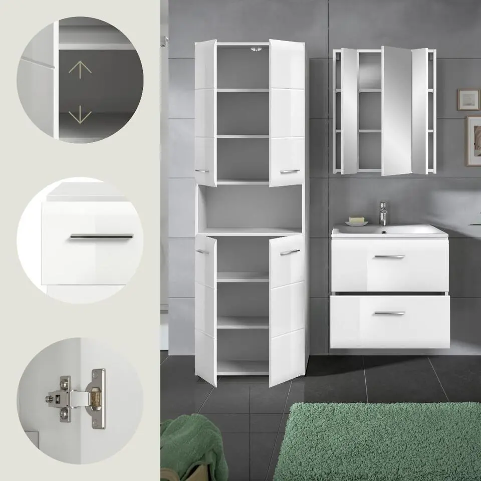 Hioshop Ice badkamer I55 wit hoogglans- wit