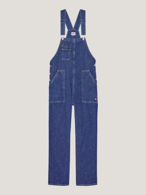 Jardineiras de trabalho em jeans de perna larga