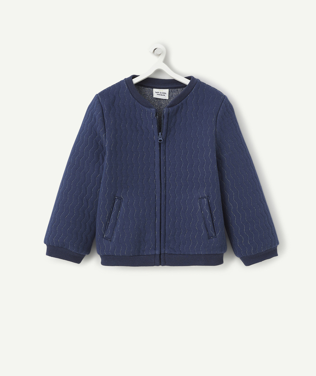 CARDIGAN BÉBÉ FILLE BLEU MARINE AVEC FILS COULEUR ARGENTÉE